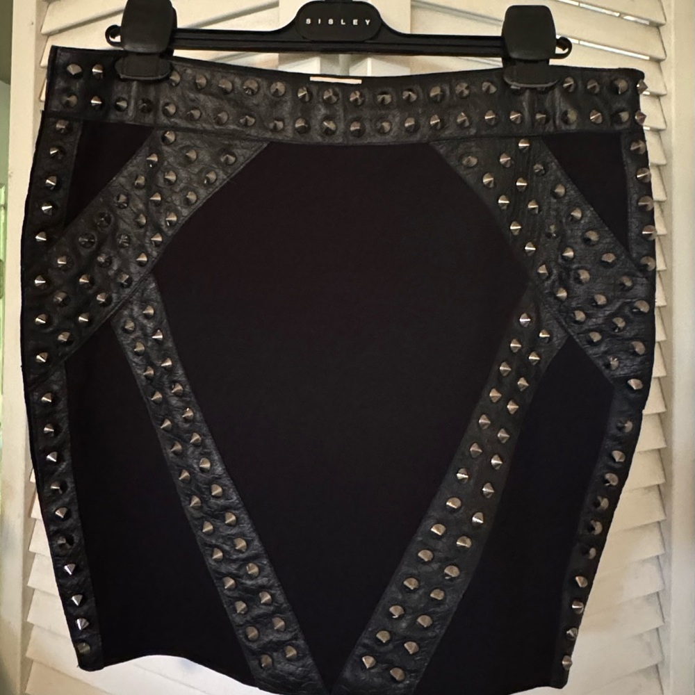 Haute Hippie Black Studded Mini Skirt